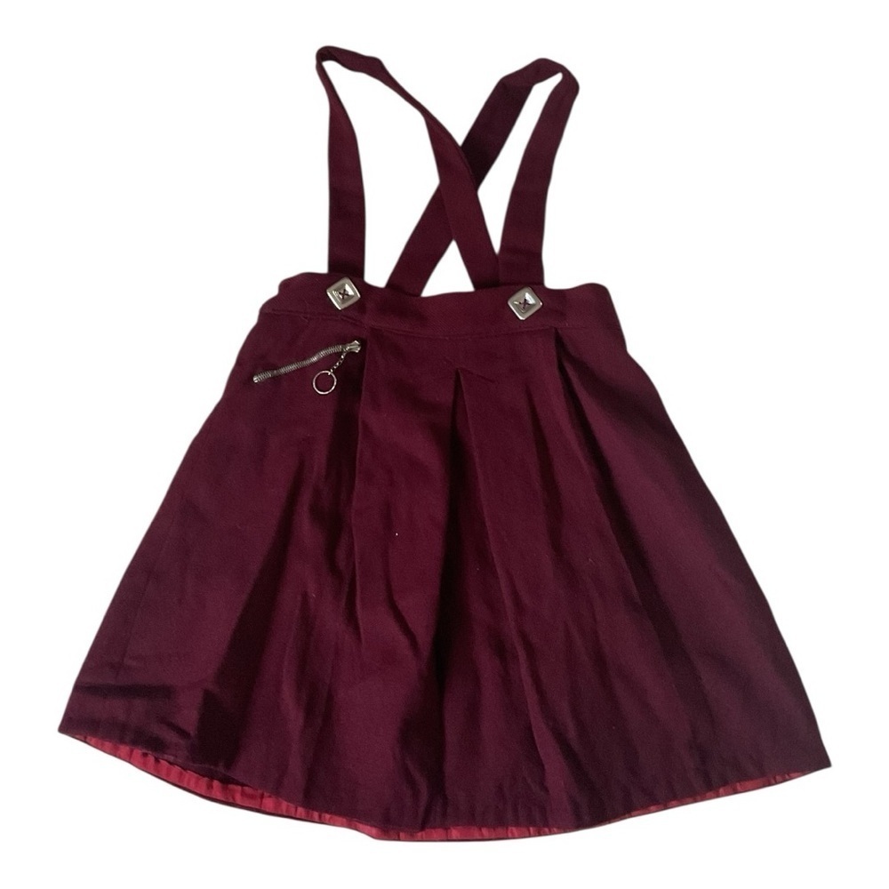 Vintage Parker Wilder All‑Wool Suspender Jumper Skirt Wine M/L